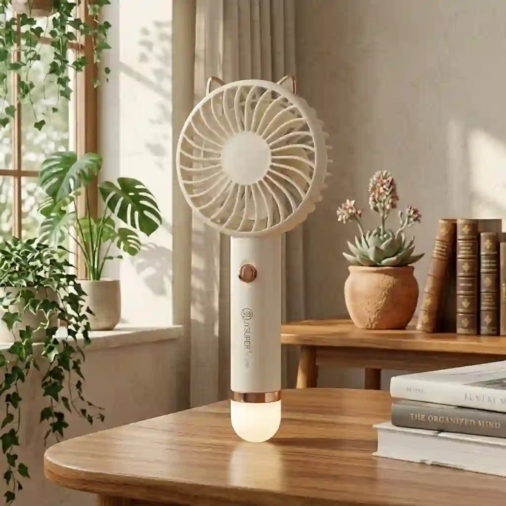 JYSUPER JY-2320 Portable Handheld Mini Fan with Integrated LED light