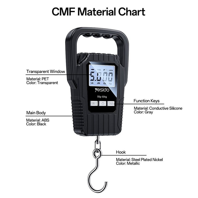 Yesido MG44 Portable Digital Luggage Scale with LED Display and 50KG Capacity